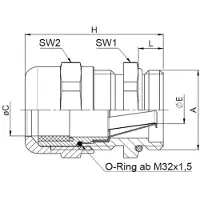 Jacob Forskruning EMC/D Perfect M32x1,5 med langt gevind kabel Ø14-21mm IP68, UL messing