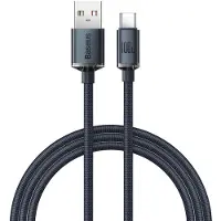Baseus Crystal Shine USB-A / USB-C-kabel - 1.2m, 100W - Sort