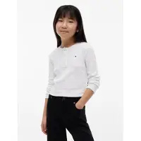 Tommy Hilfiger Bluser & t-shirts 'Extra Slim Pointelle Long Sleeve' hvid