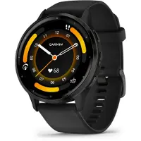 Garmin Venu 3 - 45 mm - sort fiberforstærket polymer - smart ur med bånd - silikone - håndledsstørrelse: 135-200 mm - display 1.4 - 8 GB - Bluetooth, Wi-Fi, ANT+ - 30 g