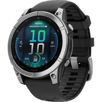 Garmin fenix E - 47 mm - rustfrit stål - sportsur med bånd - silikone - sort - håndledsstørrelse: 125-208 mm - display 1.3 - 16 GB - Bluetooth, Wi-Fi, ANT+ - 76 g