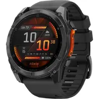 Garmin Fenix 8 - 51 mm - skifergrå - sportsur med bånd - silikone - sort - håndledsstørrelse: 127-210 mm - display 1.4 - 32 GB - Bluetooth, Wi-Fi, ANT+ - 102 g