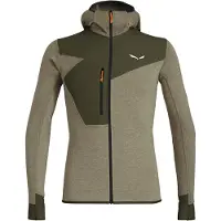 Salewa - Fleece - Puez 2 Dry M L/S Hood FZ Tee Dark Olive Melange til UnisexUld - Størrelse S - Grøn