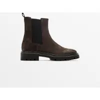 Massimo Dutti - Female - Flade Chelsea-Støvler Med Track-Sål - Brun - 39
