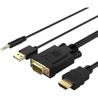 ORICO XD-VATH VGA + 3,5 mm mini-jack til HDMI Full HD 60 Hz-kabel m/USB-strøm, 5 m, sort