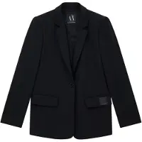 Armani Exchange A|X Armani Exchangetil kvinder. XW000941AF10872UC001 Ensfarvet, afslappet blazer med en knap og hakrevers med lange ærmer, sort (S), Casual,