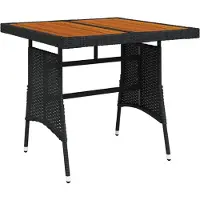 vidaXL havebord 70x70x72 cm polyrattan og massivt akacietræ sort