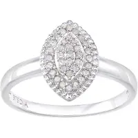 Diamant L'Eternel Ring 'Cluster-Ring aus 375 Weißgold mit 0.16 Karat Diamant' sølv