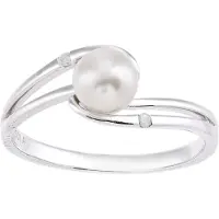 Diamant L'Eternel Ring 'Ring aus 375 Weißgold mit 0.02 Karat Diamant mit Perle' sølv