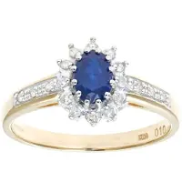 Diamant L'Eternel Ring 'Cluster-Ring aus 375 Gelbgold mit Diamant mit Saphir' guld