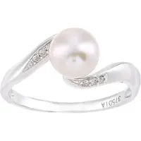 Diamant L'Eternel Ring 'Ring aus 375 Weißgold mit 0.04 Karat Diamant mit Perle' sølv