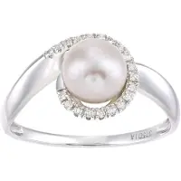 Diamant L'Eternel Ring 'Ring aus 375 Weißgold mit 0.08 Karat Diamant mit Perle' sølv