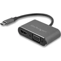 StarTech.com StarTech USB-C to VGA and HDMI Adapter - 2-in-1 - 4K 30Hz - Space Grey - Windows & Mac Compatible (CDP2HDVGA) - Ekstern videoadapter - IT6222 - USB-C