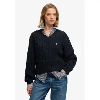 Superdry Superdrytil kvinder. W6110742A Marineblå oversized kabelstrikket sweater (L), Casual, Bomuld