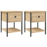 vidaXL sengeborde 2 stk. 34x35,5x45 cm konstrueret træ sonoma-eg