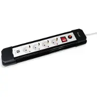 Equip Strømskinne Med 4 Stikkontakter + 2p Usb + Tænd/sluk-knap 1.5 M