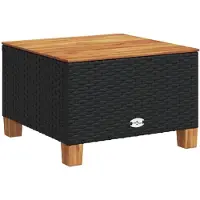 vidaXL havebord 55x55x36 cm polyrattan og akacietræ sort
