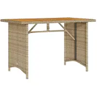 vidaXL havebord med træplade 110x68x70 cm polyrattan beige