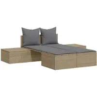 vidaXL solseng med hynder polyrattan beige