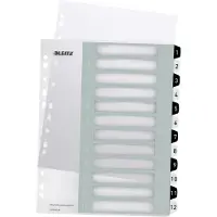 Leitz Register PP PC-utskrift A4+ 1-12 Hv/Sor