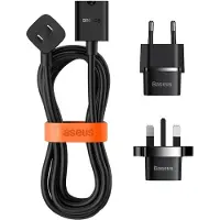 Baseus PowerCombo kabel/forlænger med mini-strømskinne 1 m sort (EU/UK-netadapter) (PSMN000301)