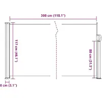vidaXL sidemarkise 117x300 cm sammenrullelig sort