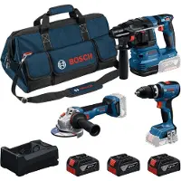 Bosch Gsb18v-65+gbh18v-22+gws18v-11+3x5.0ah Elektrisk Værktøjssæt