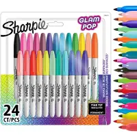 Sharpie Glam Pop Permanente Markers | Fin spids for fede detaljer | Assorterede livlige farver | 24 markerpenne