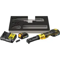 DeWalt XR 18V Brushless ratchet nøgle - Batterier 2 x 1.7 Ah - Udskiftelige hoveder 1/4', 3/8' og hexagonisk bit holder 1/4' - D