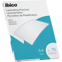 Ibico skinnende A4 lamineringslommer 75 mikron Glasklar