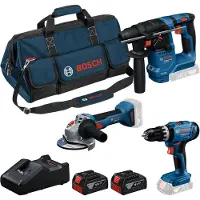 Bosch Gsb18v-25+gbh18v-18+gws18v-8(125)+2x4.0 Elektrisk Værktøjssæt