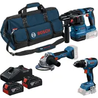 Bosch Gsr18v-65+gws18v-8+gbh18v-22+2x4.0ah +ga Elektrisk Værktøjssæt