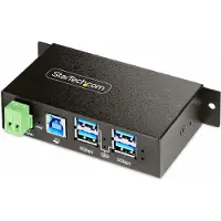 StarTech.com Startech 4-Port Managed USB Hub with 4x USB-A, Heavy Duty with Metal Industrial Housing, ESD & Surge Protection, Wall/Desk/Din-Rail Mountable, USB 3.
