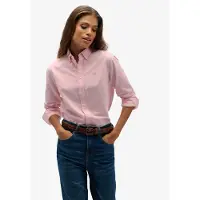 Superdry Superdrytil kvinder. W4010565A Oxford Slim skjorte med lange ærmer i pink (S), Casual, Bomuld, Klassisk