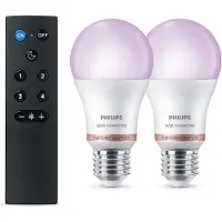 Philips Smart Lighting PHI WFB 60W A60 E27 RGB 2-pak + fjernbetjening