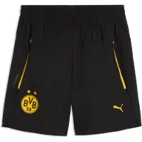 Puma Dortmund Træningsshorts PUMAtech Relaxed Woven - Sort/Gul, størrelse Large