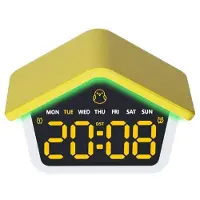 24hShop Digitalt vækkeur med 8-farvet natlampe – Gul / LED-vækkeur med natlampe