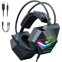Onikuma X20 gaming-hovedtelefoner - RGB, stereosurroundlyd, HD-mikrofon - sort