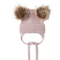 Name it Sæt - Hue/Luffer - Strik - NbnMora - Violet Ice - - 40-44 cm - Hue