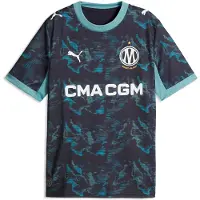 Puma Fodboldtrøje - Marseille Udebane - Navy/Baltic Sea Blue - - 10 år (140) - Fodboldtrøje