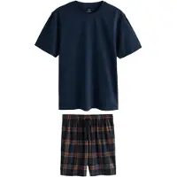 Next Pyjamas kort 'Motion Flex' navy / lyseblå / cognac / hvid