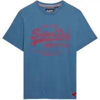 Superdry Superdrytil mænd. M1012458A Blå Classic-T-shirt (S), Casual, Bomuld, Korte ærmer