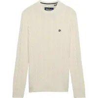 Superdry Superdrytil mænd. M6110707E Beige bomuldstrøje med kabelstrik (L), Casual, Stof