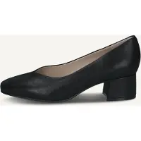 Caprice Pumps, black, made of Leather with Trapeze heel, Size 40