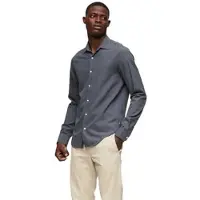 Superdry Superdrytil mænd. M4010710A Marineblå skjorte med lange ærmer (S), Bomuld, Klassisk