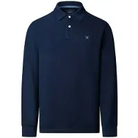 Hackett London Hackett Londontil mænd. HM5500048 Marineblå slankfit polo med logo og lange ærmer (XL), Casual, Bomuld, Klassisk