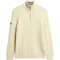 Superdry Superdrytil mænd. M6110731A Preppy Cotton Cable Half sweatshirt beige (M), Casual, Bomuld