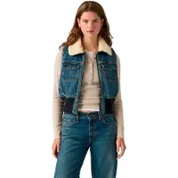 Levi's Levi'stil kvinder. 0089F-0000 Sherpa-vest lille mellemblå (XS), Casual, Bomuld, Denim