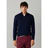 Hackett London Hackett Londontil mænd. HM7000243 Merino Cash Mix trøje med lynlås, marineblå (XL), Casual, Bomuld, Klassisk, Lange ærmer