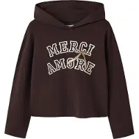 Name it Hættetrøje - NkfViala - Chocolate Plum/Merci - - 7-8 år (122-128) - Hættetrøje